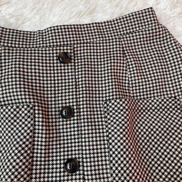 Deather Front Button Skirt F Black/ Ivory - Picture 3 of 6